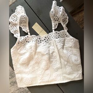 Abercrombie & Fitch White Eyelet Lace Crop Top